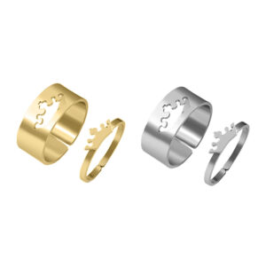 Stainless Steel Crown Puzzle Matching Couple Ring