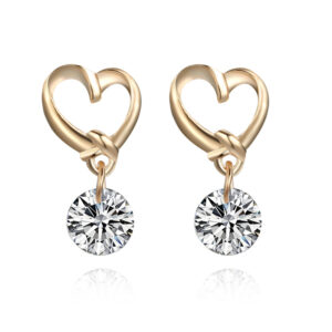 New Fashion Love Shiny Zircon Earrings Hypoallergenic Heart Earrings Simple Women Long Earrings Korean Jewelry
