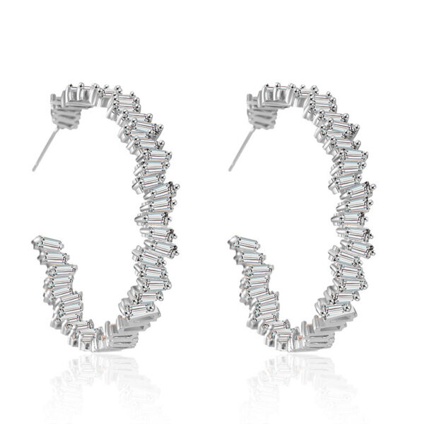 Multicolor glass diamond C-shaped earrings - Image 6