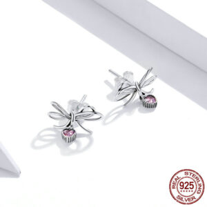 Sterling Silver Bow Set Ring Earrings Christmas Purple Zircon Jewelry