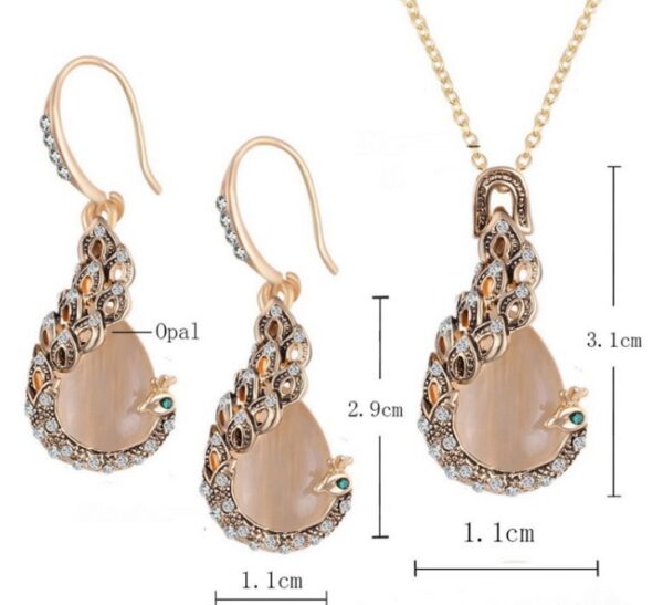 Women Elegant Waterdrop Rhinestone Pendant Necklace Hook Earrings Jewelry Set - Image 6