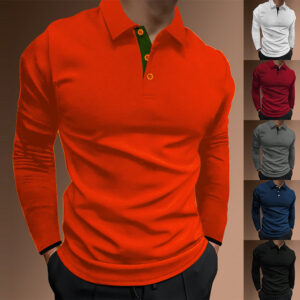 Men’s Casual Stand Collar Stretch Vertical Stripe Long Sleeve