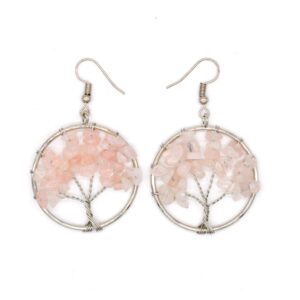 Natural Crystal Crushed Stone Tree Wishing Tree Earrings Crystal Tree Earrings Jewelry