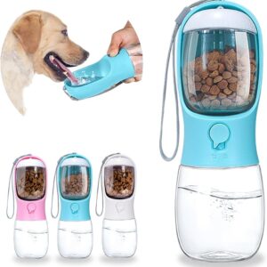 Ravel Puppy Water Bowl Dog Water Bottle With Food Container Portable Pet Dispenser Dog Stuff Accessories Items Puppy Essentials Necessities For Yorkie Chihuahua Cat Walking And Hiking