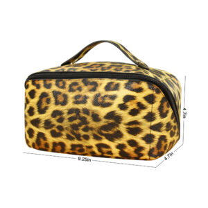 Women’s Leopard PU Leather Wash Makeup Storage Bag Large Capacity Multifunctional