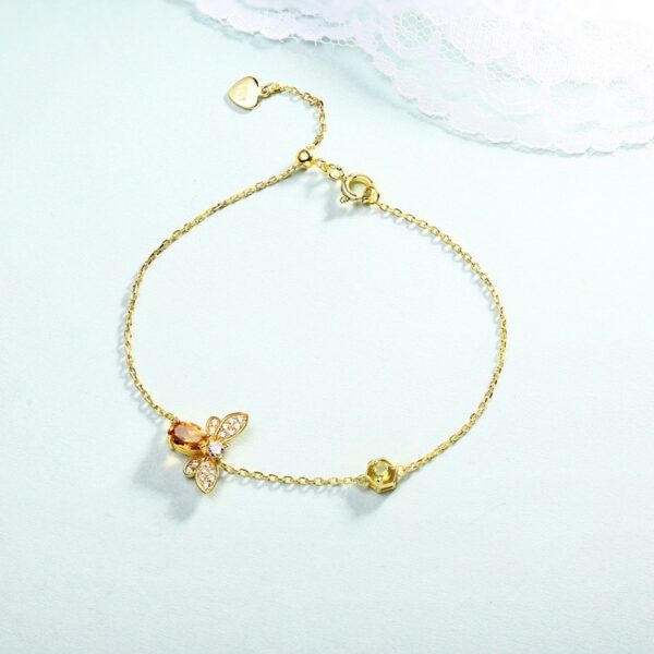 Elegant 925 Sterling Silver Bee-Shaped Citrine Bracelet - Image 4