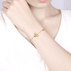 Elegant 925 Sterling Silver Bee-Shaped Citrine Bracelet