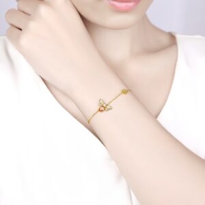 Elegant 925 Sterling Silver Bee-Shaped Citrine Bracelet