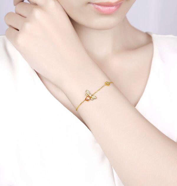 Elegant 925 Sterling Silver Bee-Shaped Citrine Bracelet - Image 2