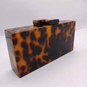 Amber Acrylic Bag Leopard Print Banquet Clutch