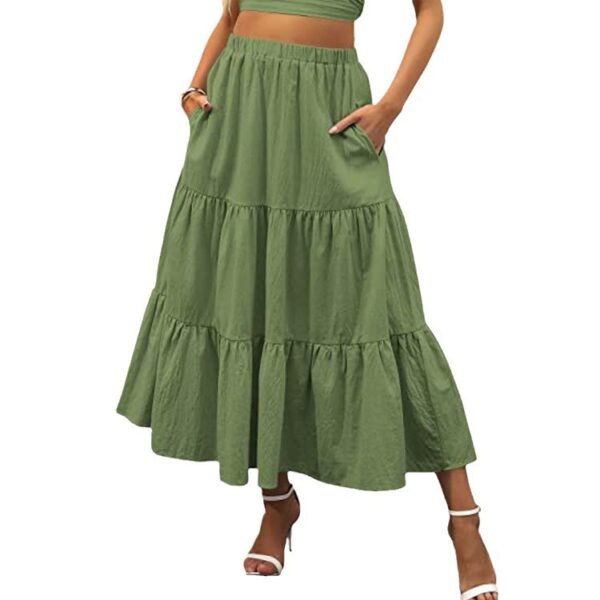 Women's Bohemian Maxi Skirt with Pockets - Image 9