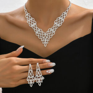 925 Sterling Silver Crystal Necklace and Earrings Set