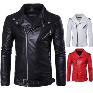 Large Size Men’s PU Leather Jacket