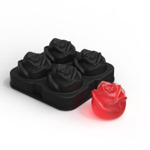 Food-Grade Rose Ice Cube Tray with Funnel