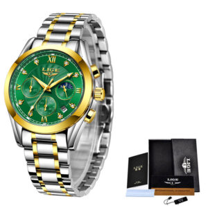 Luxurious Waterproof Quartz Watch for Women in Stainless Steel