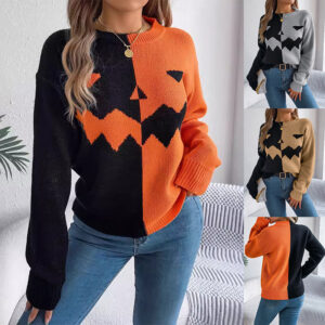 Women’s Contrast Color Ghost Sweater for a Playful Look