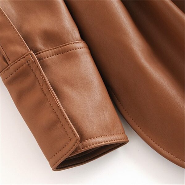 Fashion Stitching Faux Leather Jacket - Image 2