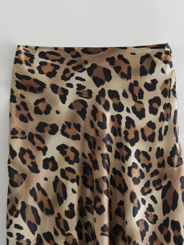 Silk Satin Leopard Print Skirt - Image 10