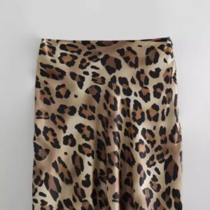 Silk Satin Leopard Print Skirt