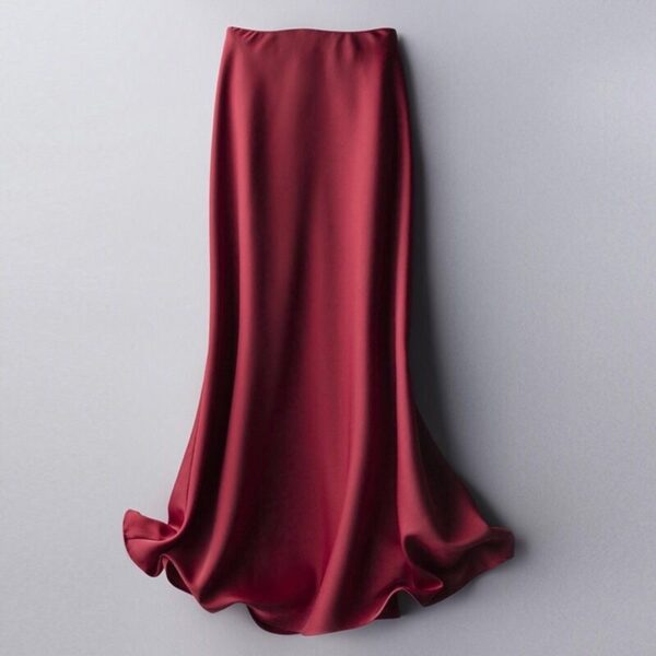 Chic Mid-Length Silk Satin Skirt for Women - Image 7