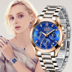 Luxurious Waterproof Quartz Watch for Women in Stainless Steel