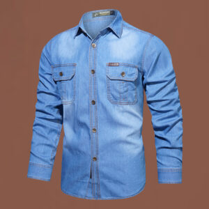 Cotton Bamboo Denim Long-sleeved Shirt Men’s Casual Cotton Washed Jacket