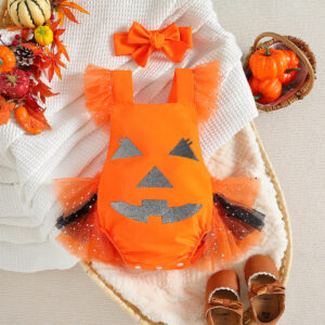 Newborn Halloween Pumpkin Romper with Hat