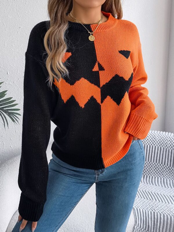 Women's Contrast Color Ghost Sweater for a Playful Look - Image 2