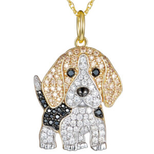 Rhinestone Inlaid Beagle Pendant Necklace for Women