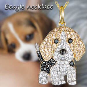 Rhinestone Inlaid Beagle Pendant Necklace for Women