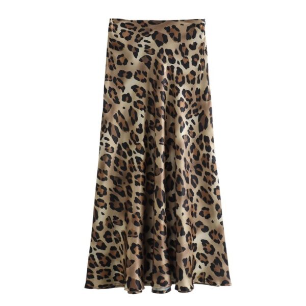 Silk Satin Leopard Print Skirt - Image 8