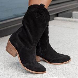 Faux Suede Side-Zip Western Boots for Women