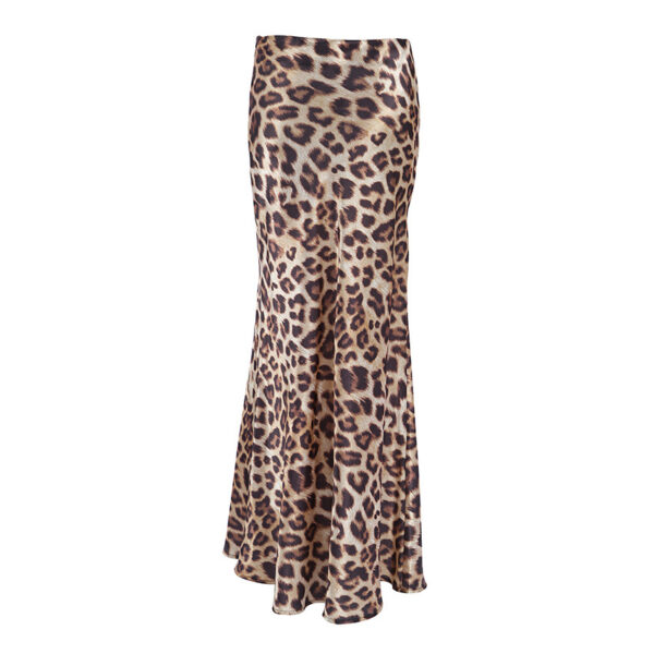 Women's Satin Leopard Maxi Skirt with Flattering Fishtail - Image 5