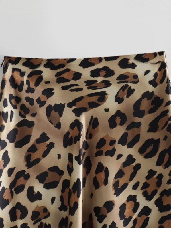 Silk Satin Leopard Print Skirt - Image 6