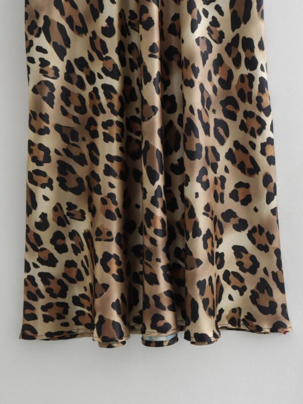 Silk Satin Leopard Print Skirt - Image 5