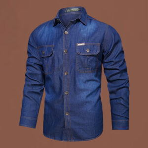 Cotton Bamboo Denim Long-sleeved Shirt Men’s Casual Cotton Washed Jacket