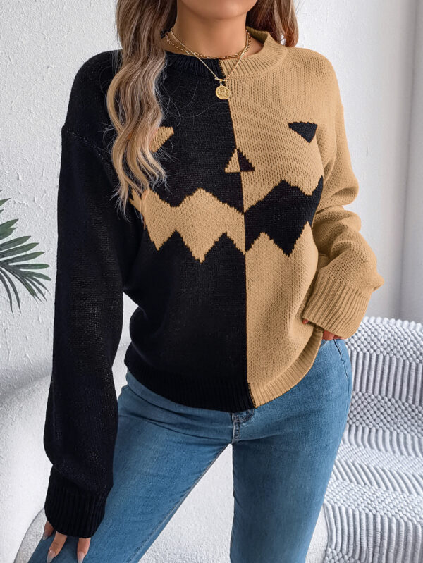 Women's Contrast Color Ghost Sweater for a Playful Look - Image 7