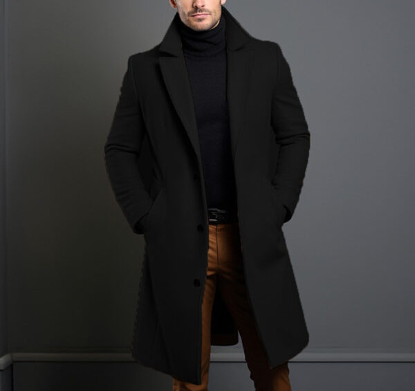 Woolen Men's Mid-length Trench Coat - Image 4