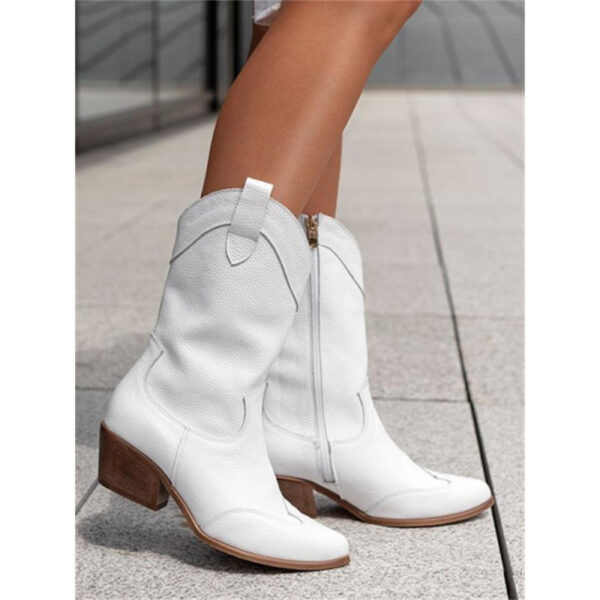 Faux Suede Side-Zip Western Boots for Women - Image 5