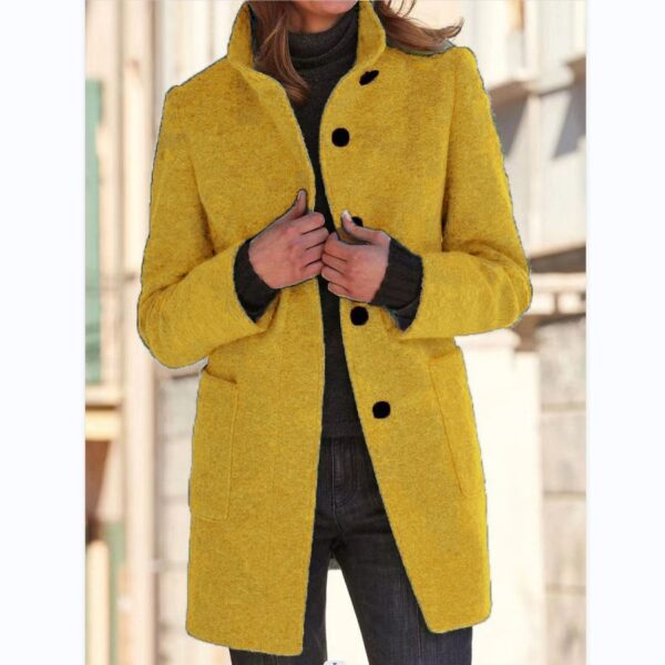 Button-Closure Wool Overcoat for Women - Image 7