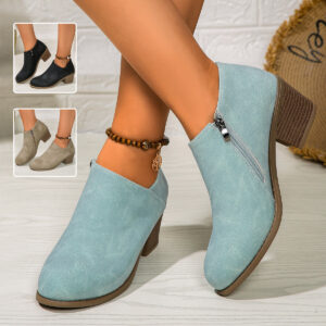 Stylish Short Ankle Boots for Women with Chunky Heel