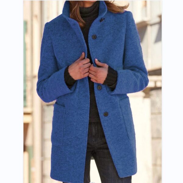 Button-Closure Wool Overcoat for Women - Image 4