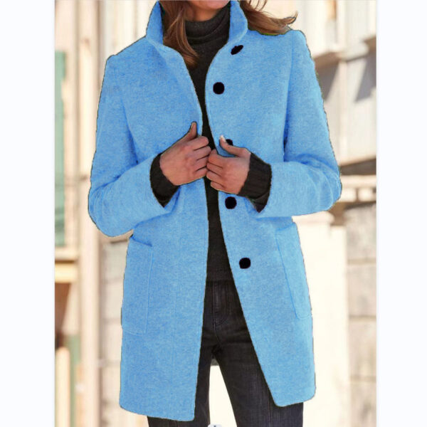 Button-Closure Wool Overcoat for Women - Image 6