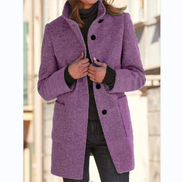 Button-Closure Wool Overcoat for Women - Image 5