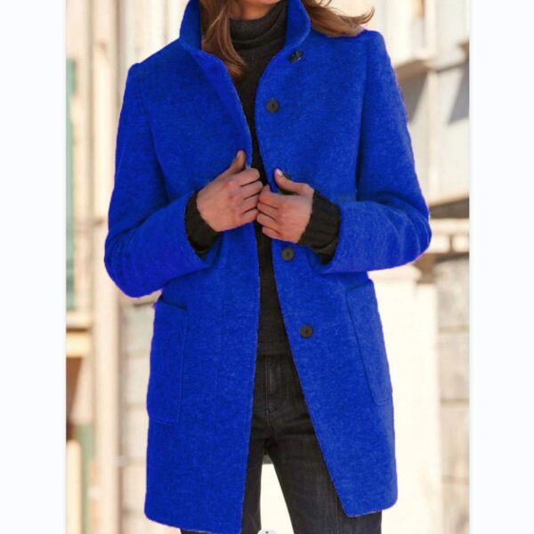 Button-Closure Wool Overcoat for Women - Image 8