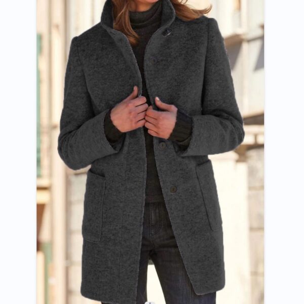 Button-Closure Wool Overcoat for Women - Image 9