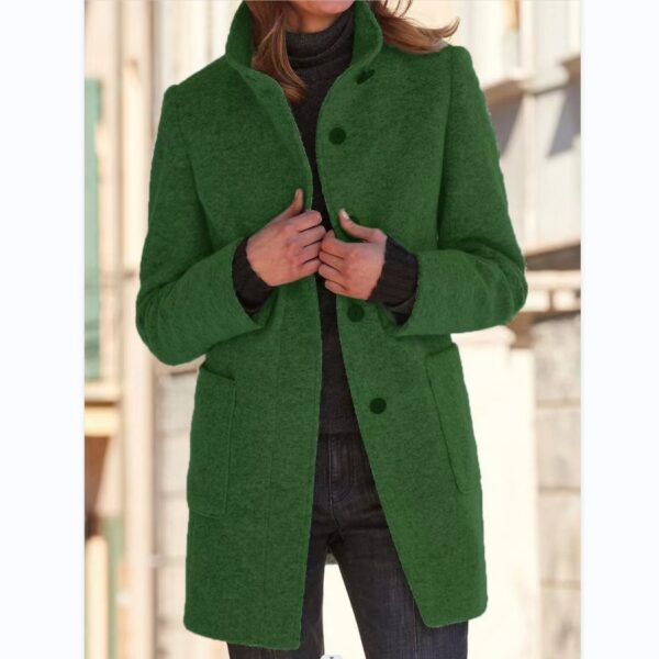 Button-Closure Wool Overcoat for Women - Image 3