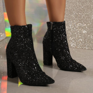 Women’s Chic Sparkly Sequin Ankle Booties for Evening Wear