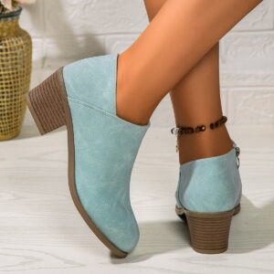 Stylish Short Ankle Boots for Women with Chunky Heel