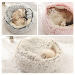 Crystal Velvet Warm Round Half Wrapped Cat’s Nest